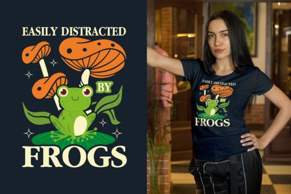 EASILY DISTRACTED by FROGS Graphics & T-Shirt Designs