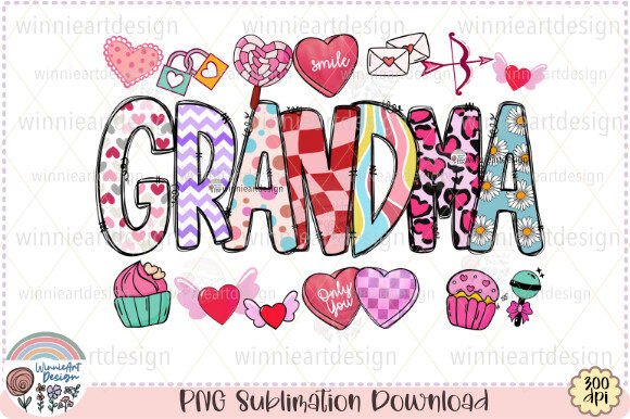 Grandma Valentines Day Doodle Lettered