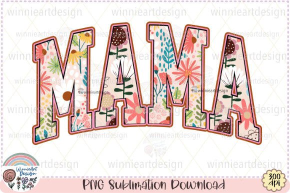 Mama Boho Flower Retro Varsity PNG: Graphic & T-Shirt Asset