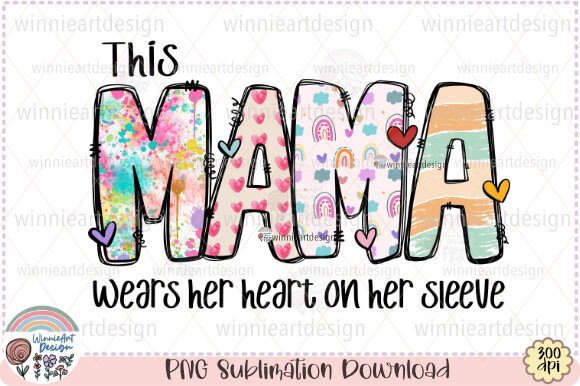 Mama Valentines Day Doodle Cute Pastel Graphics & T-Shirt Designs