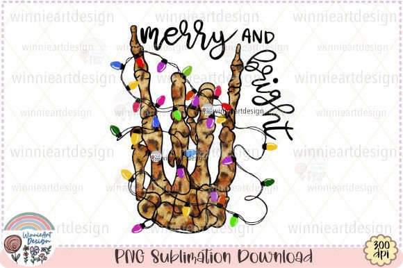 Merry and Bright Skeleton Hand Leopard Graphics