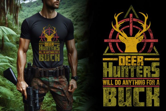 Vintage Deer Hunting Graphics T-Shirt Design