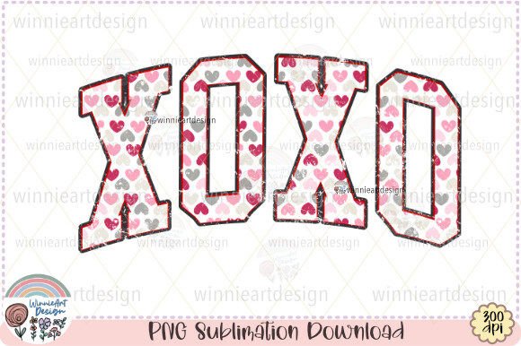 Xoxo Hearts Valentines Day Retro Varsity Graphics