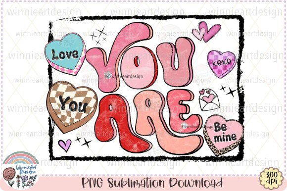 You Are Candy Heart Retro Valentine PNG Graphics